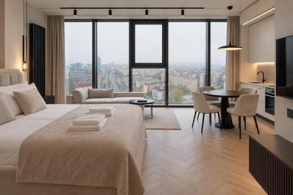 Hanza Tower SKY 21 POOL JACUZZI SAUNA — zdjęcie obiektu z Booking.com