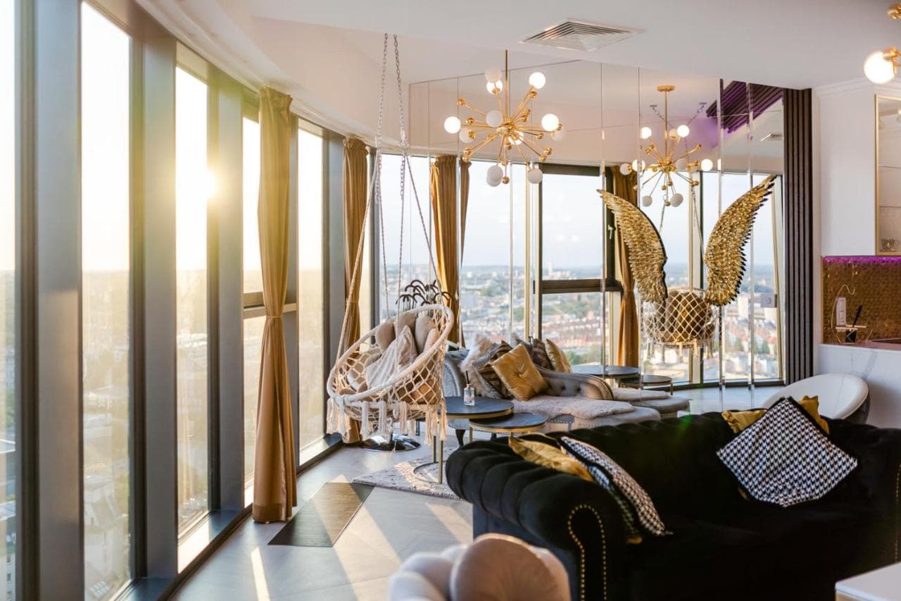 Strefa dzienna apartamentu GOLD21 na 21. piętrze Hanza Tower